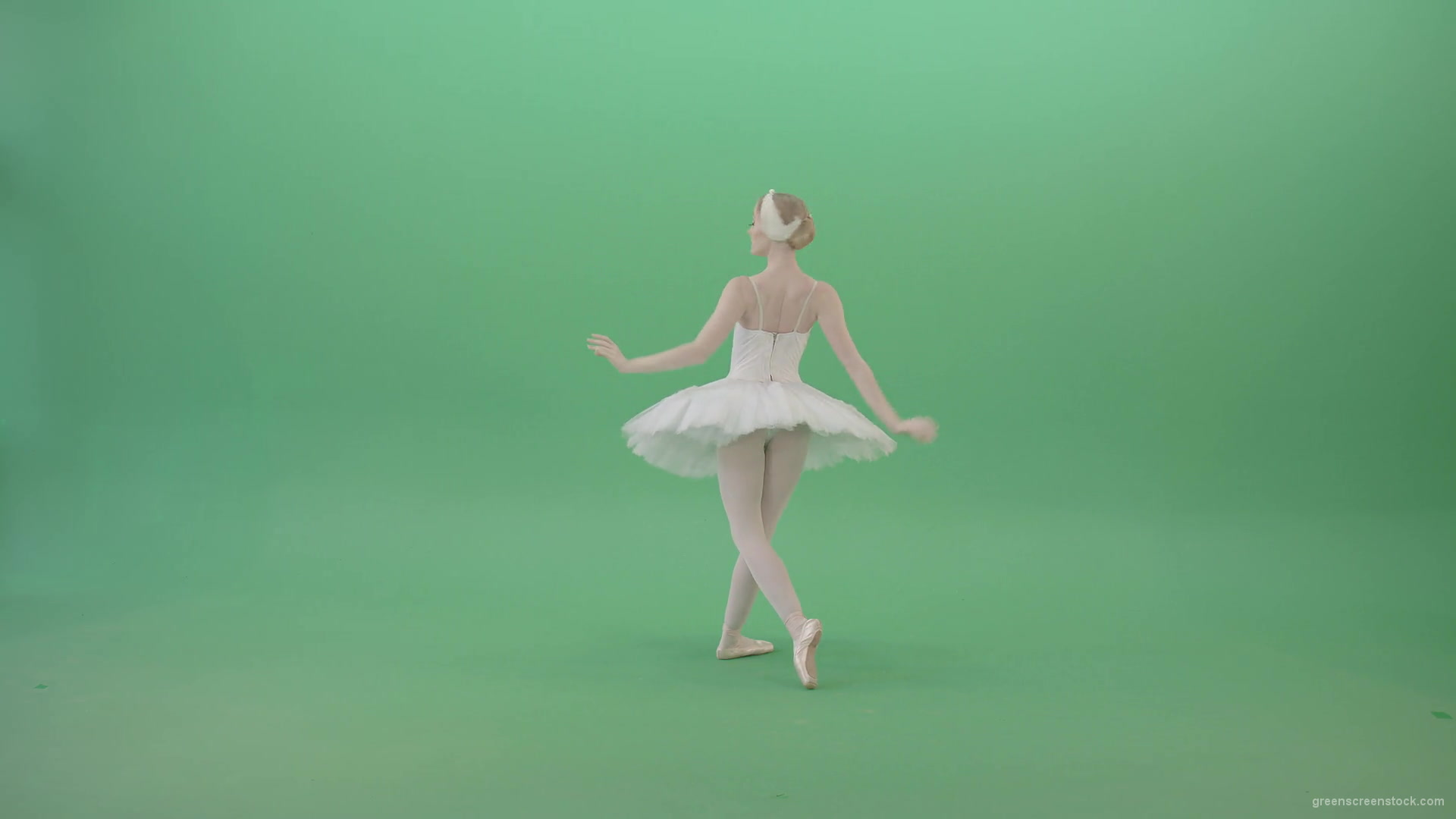 Beautiful-swan-lake-ballet-dance-ballerina-in-back-side-view-dancing-on-green-screen-4K-Video-Footage-1920_009 Green Screen Stock