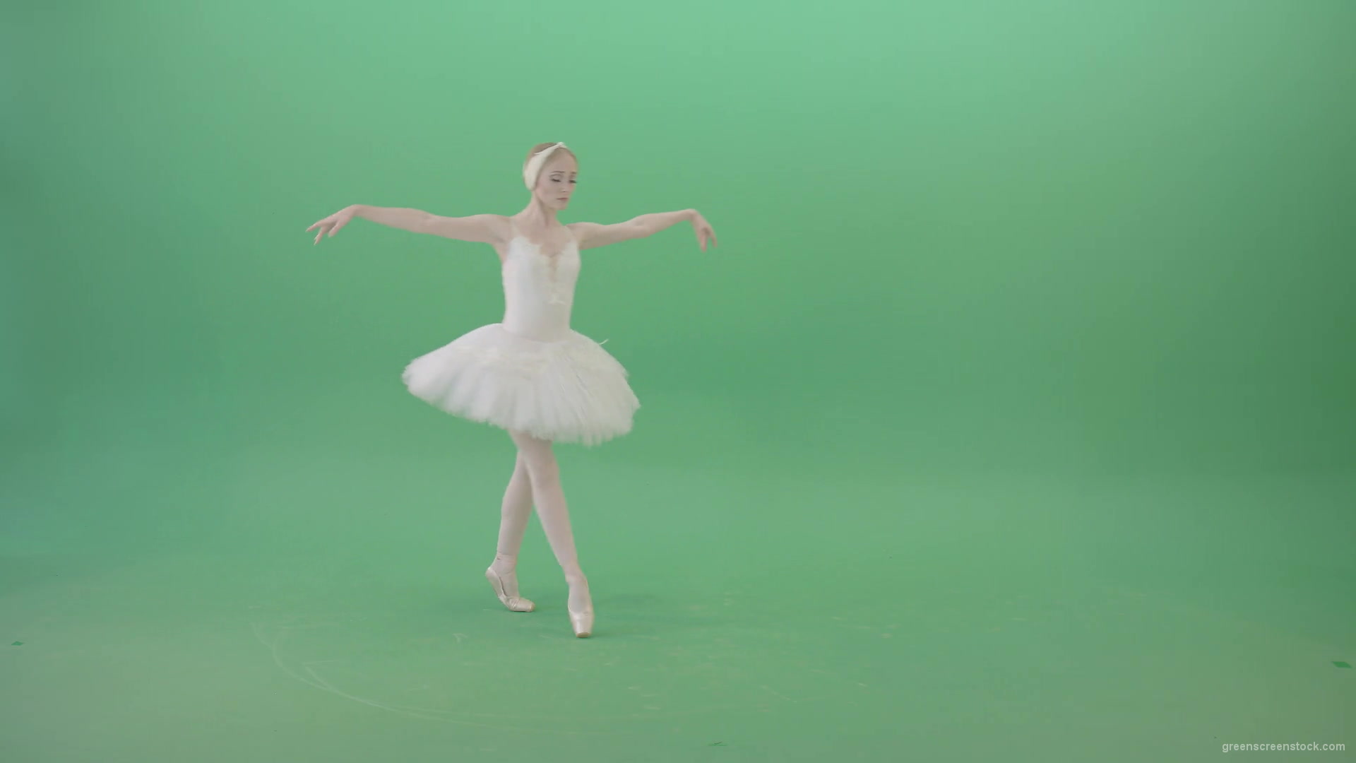 Beautifull-Swan-Lake-Ballerina-waving-hand-wigns-on-green-screen-4K-Video-Footage-1920_002 Green Screen Stock