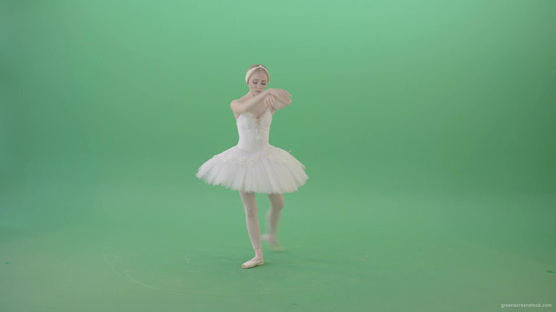 Beautifull-Swan-Lake-Ballerina-waving-hand-wigns-on-green-screen-4K-Video-Footage-1920_007 Green Screen Stock