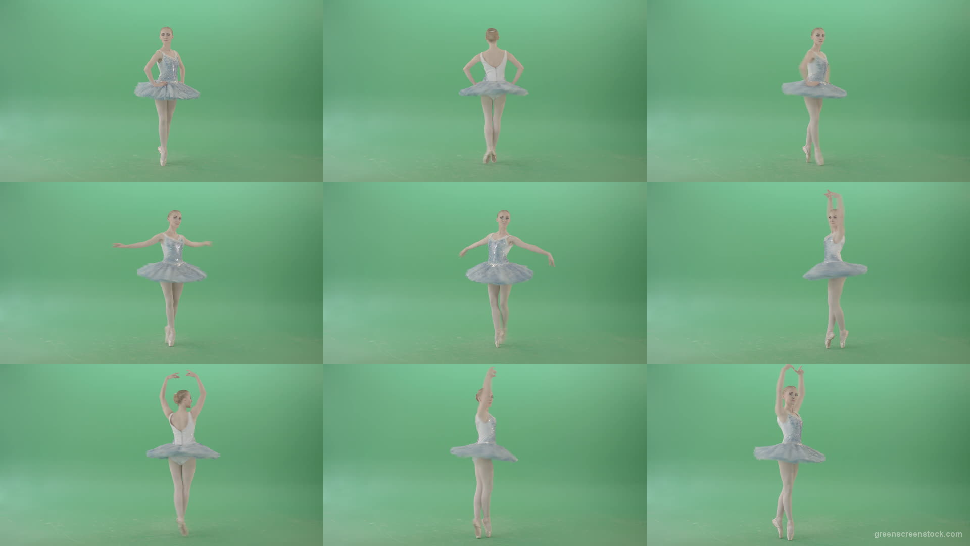 Beauty-blonde-girl-with-happy-smile-spinning-in-ballet-dress-over-green-screen-4K-Video-Footage-1920 Green Screen Stock