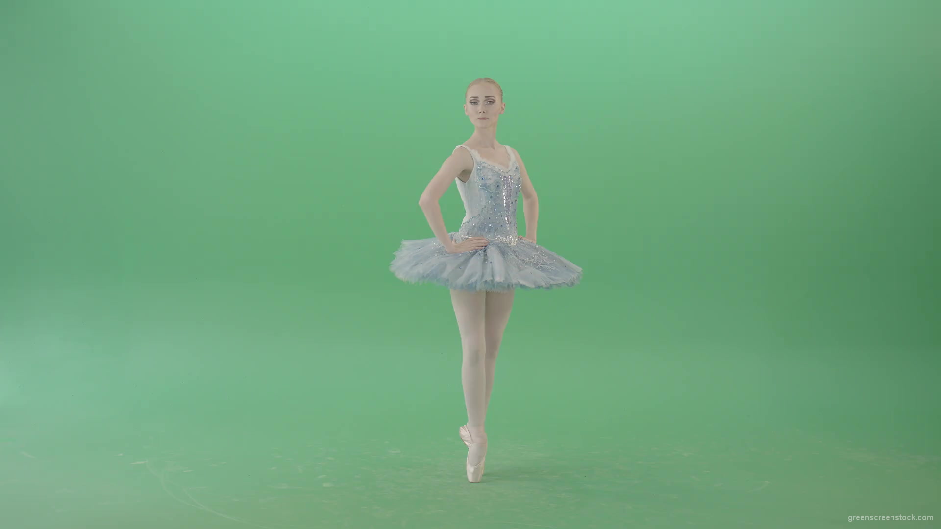 Beauty-blonde-girl-with-happy-smile-spinning-in-ballet-dress-over-green-screen-4K-Video-Footage-1920_001 Green Screen Stock