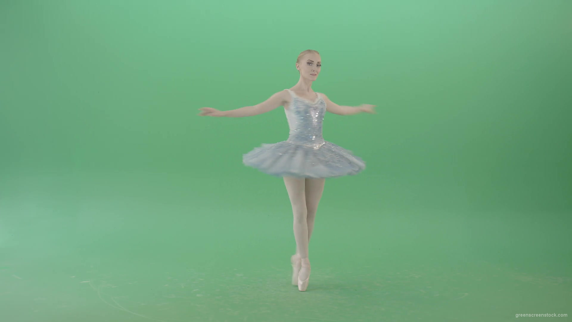 Beauty-blonde-girl-with-happy-smile-spinning-in-ballet-dress-over-green-screen-4K-Video-Footage-1920_004 Green Screen Stock