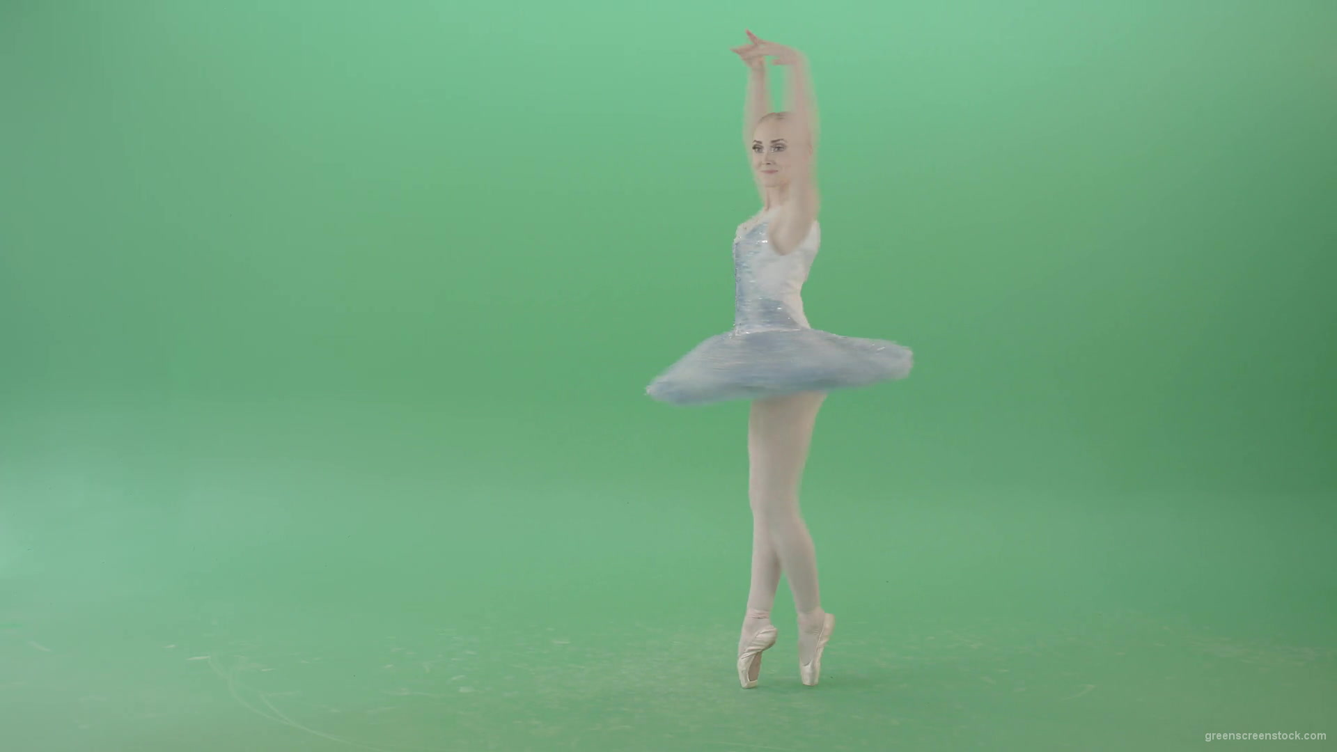 Beauty-blonde-girl-with-happy-smile-spinning-in-ballet-dress-over-green-screen-4K-Video-Footage-1920_006 Green Screen Stock