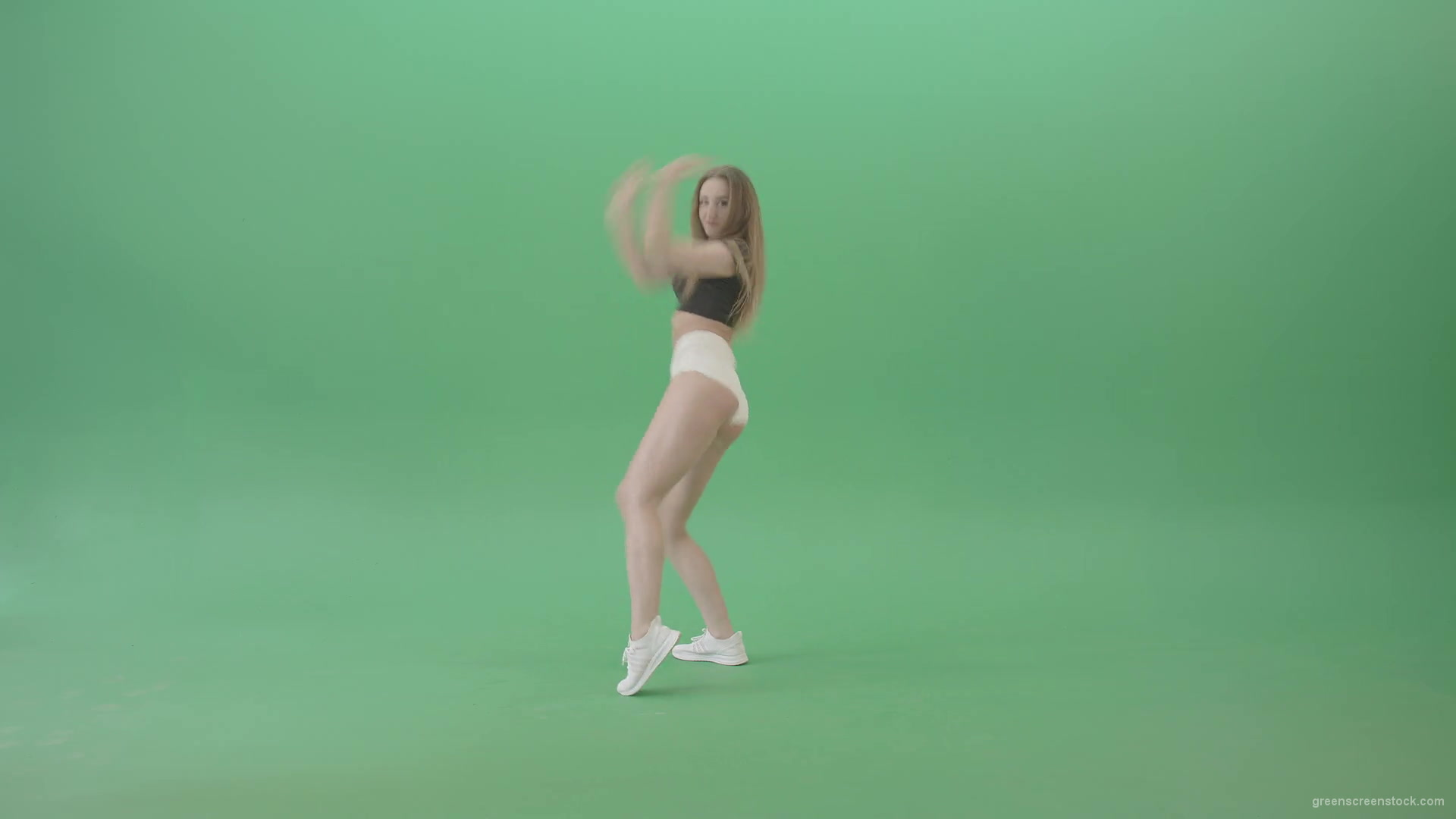 Beauty-girl-sрaking-ass-and-hips-dancing-Twerk-Afro-Dance-isolated-on-green-screen-4K-Video-Footage-1920_002 Green Screen Stock