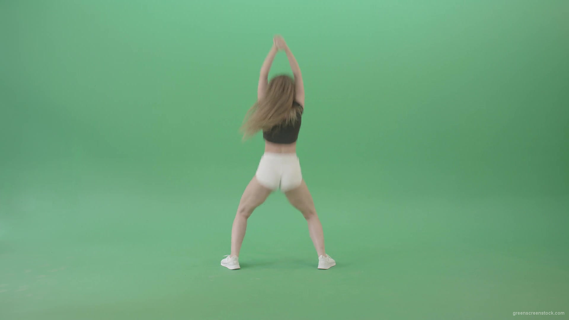 Beauty-girl-sрaking-ass-and-hips-dancing-Twerk-Afro-Dance-isolated-on-green-screen-4K-Video-Footage-1920_004 Green Screen Stock