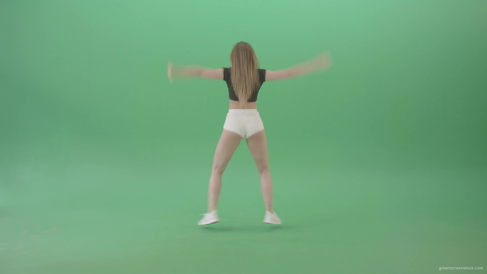 Beauty-girl-sрaking-ass-and-hips-dancing-Twerk-Afro-Dance-isolated-on-green-screen-4K-Video-Footage-1920_005 Green Screen Stock