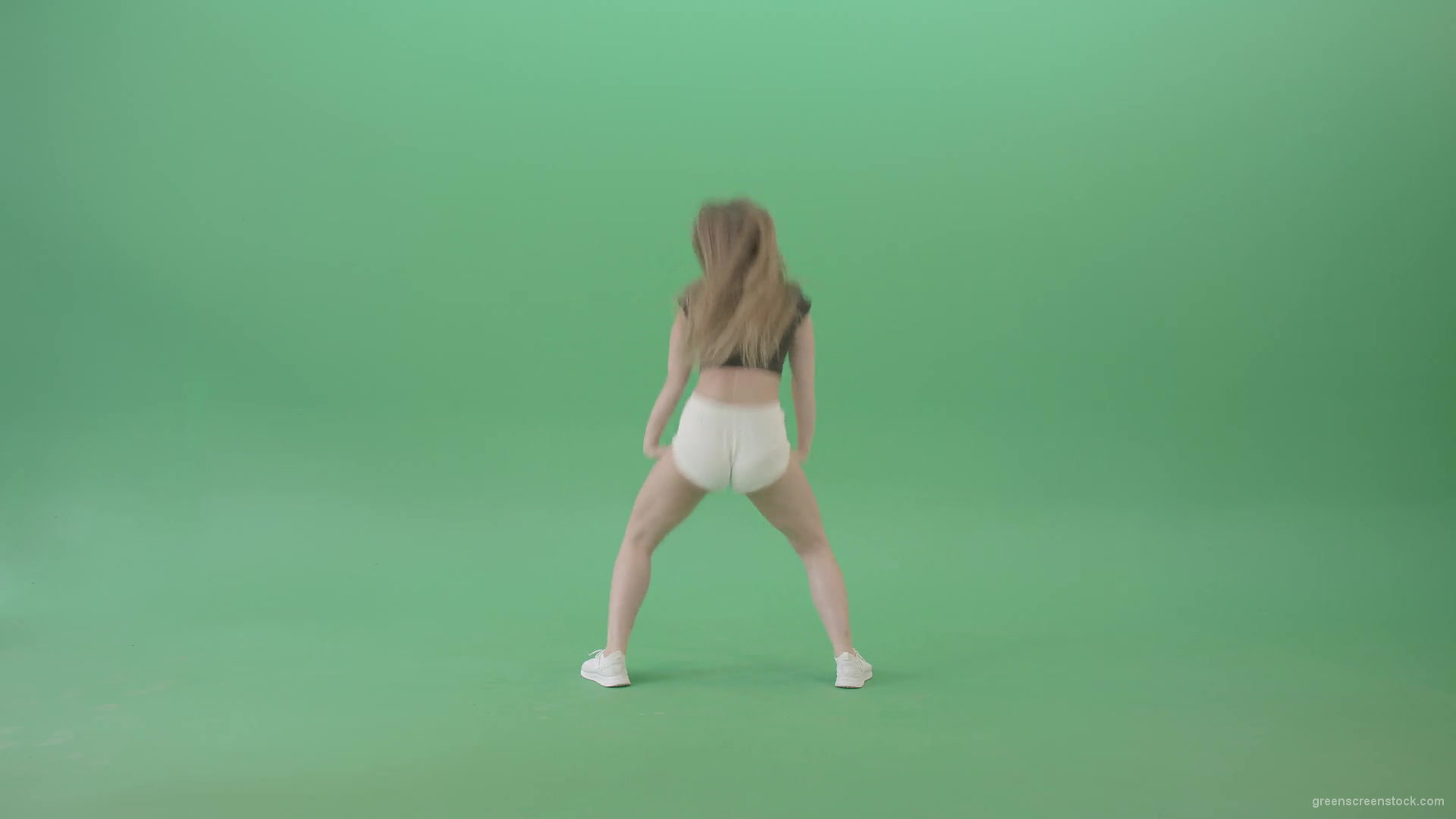 Beauty-girl-sрaking-ass-and-hips-dancing-Twerk-Afro-Dance-isolated-on-green-screen-4K-Video-Footage-1920_007 Green Screen Stock
