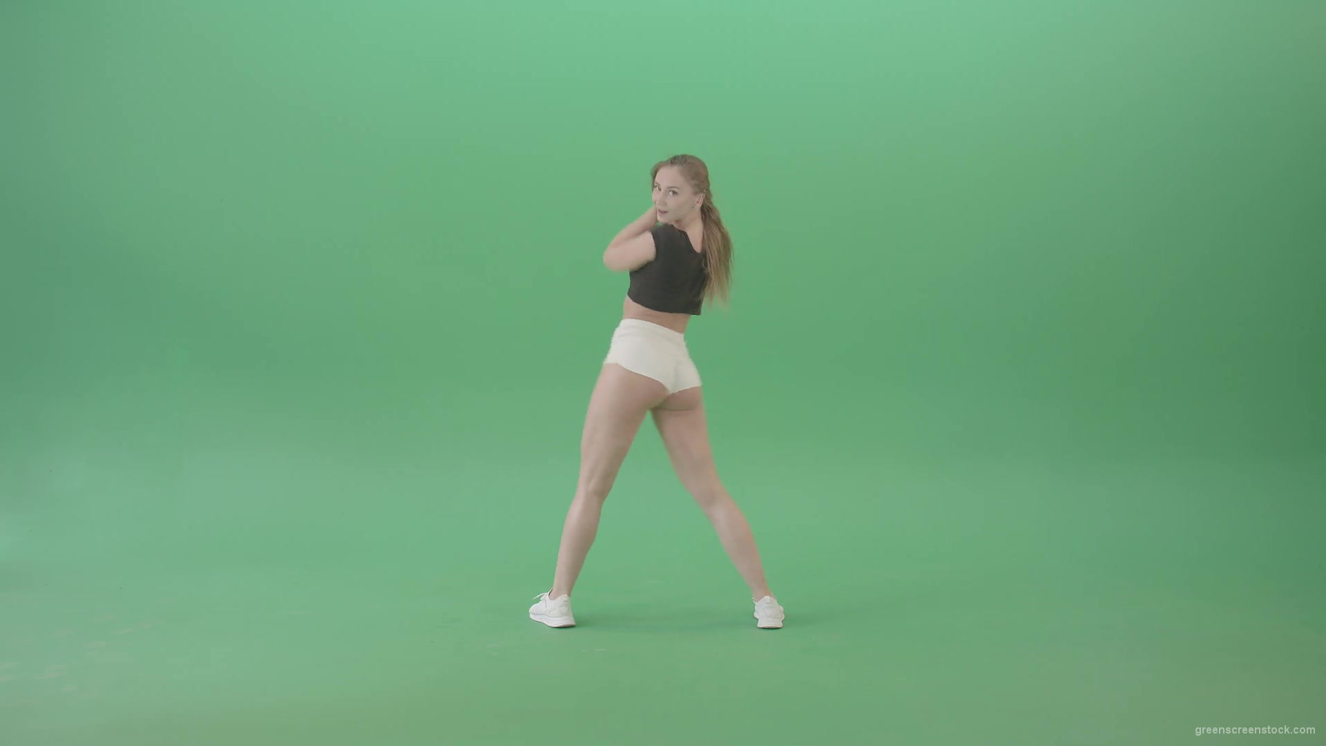 Beauty-girl-sрaking-ass-and-hips-dancing-Twerk-Afro-Dance-isolated-on-green-screen-4K-Video-Footage-1920_009 Green Screen Stock