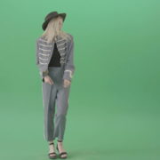 Blonde-Girl-in-Royal-dress-and-black-hat-dancing-house-and-chilling-in-green-screen-studio-4K-Video-Footage-1920_006 Green Screen Stock
