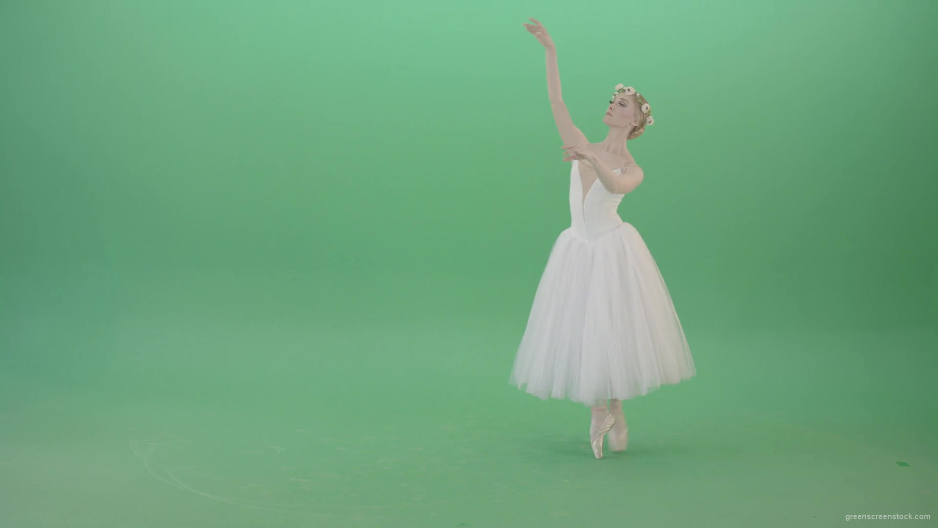 Blonde-Girl-in-elegant-white-wedding-dress-mowing-away-and-dancing-ballet-art-isolated-on-green-screen-4K-Video-Footage-1920_004 Green Screen Stock