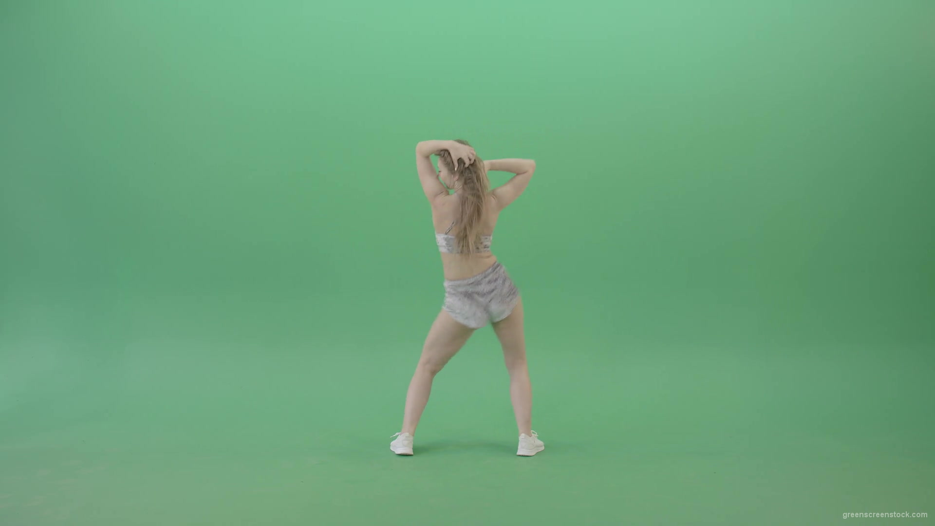 Blonde-young-woman-sexy-dancing-Twerking-hip-hop-elements-over-green-screen-4K-video-footage-1920_002 Green Screen Stock