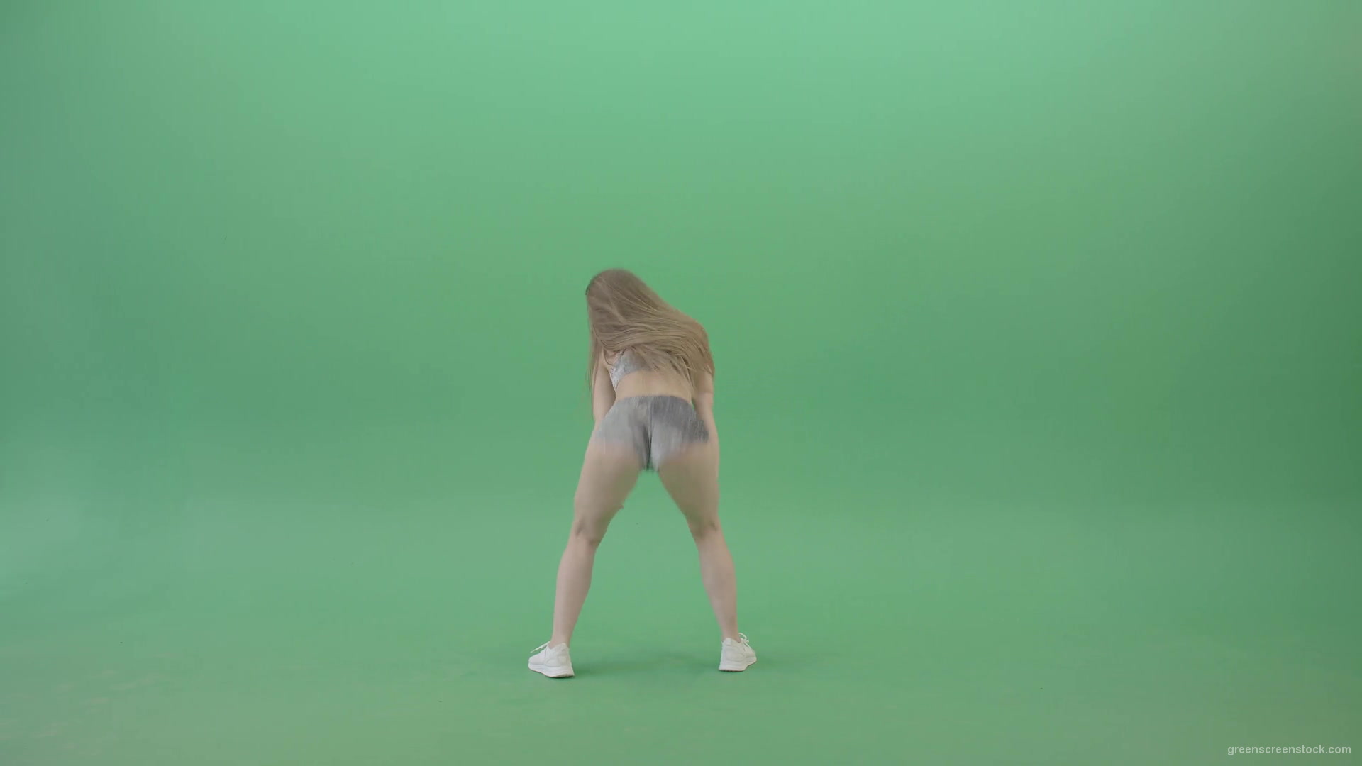 Blonde-young-woman-sexy-dancing-Twerking-hip-hop-elements-over-green-screen-4K-video-footage-1920_009 Green Screen Stock