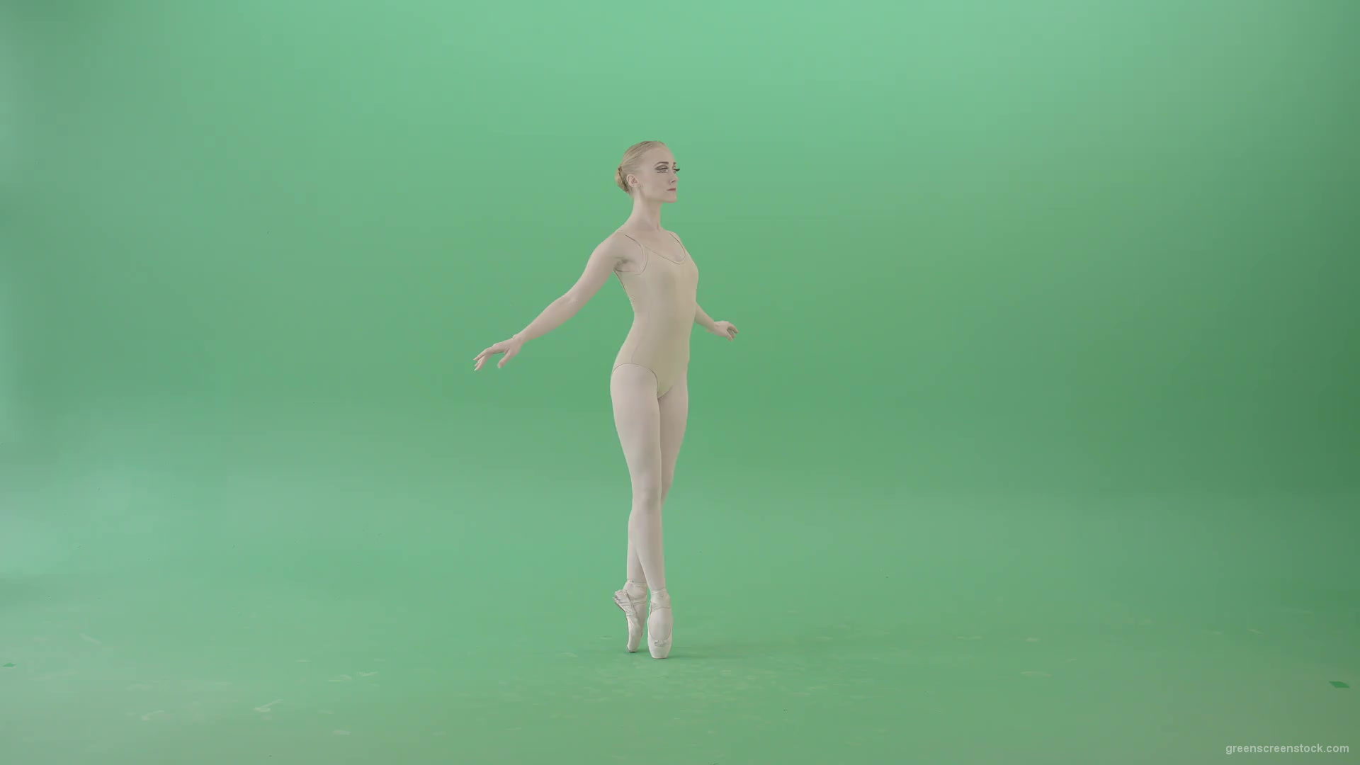 Classical-Ballet-Art-dancing-girl-in-body-skin-wear-chill-in-practice-isolated-on-green-screen-4K-Video-Footage-1920_001 Green Screen Stock
