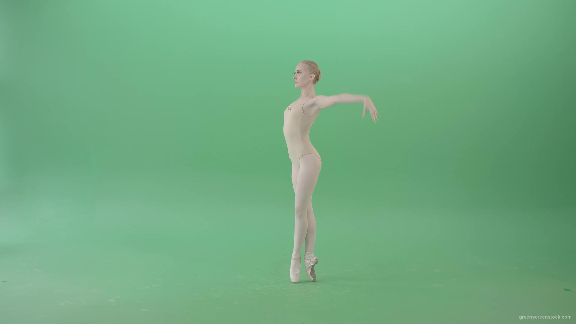 Classical-Ballet-Art-dancing-girl-in-body-skin-wear-chill-in-practice-isolated-on-green-screen-4K-Video-Footage-1920_007 Green Screen Stock