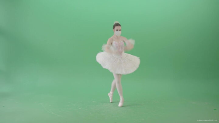 vj video background Dancing-ballerina-Girl-in-Ballet-Dress-and-Covid19-mask-dancing-isolated-on-green-screen-4K-Video-Footage--1920_003