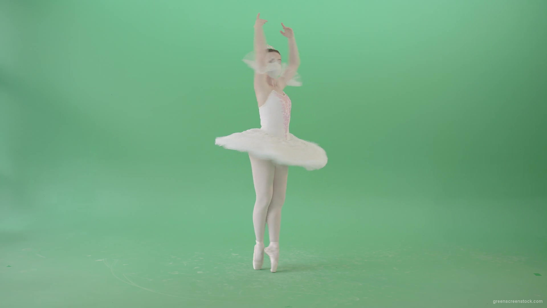Dancing-ballerina-Girl-in-Ballet-Dress-and-Covid19-mask-dancing-isolated-on-green-screen-4K-Video-Footage--1920_005 Green Screen Stock