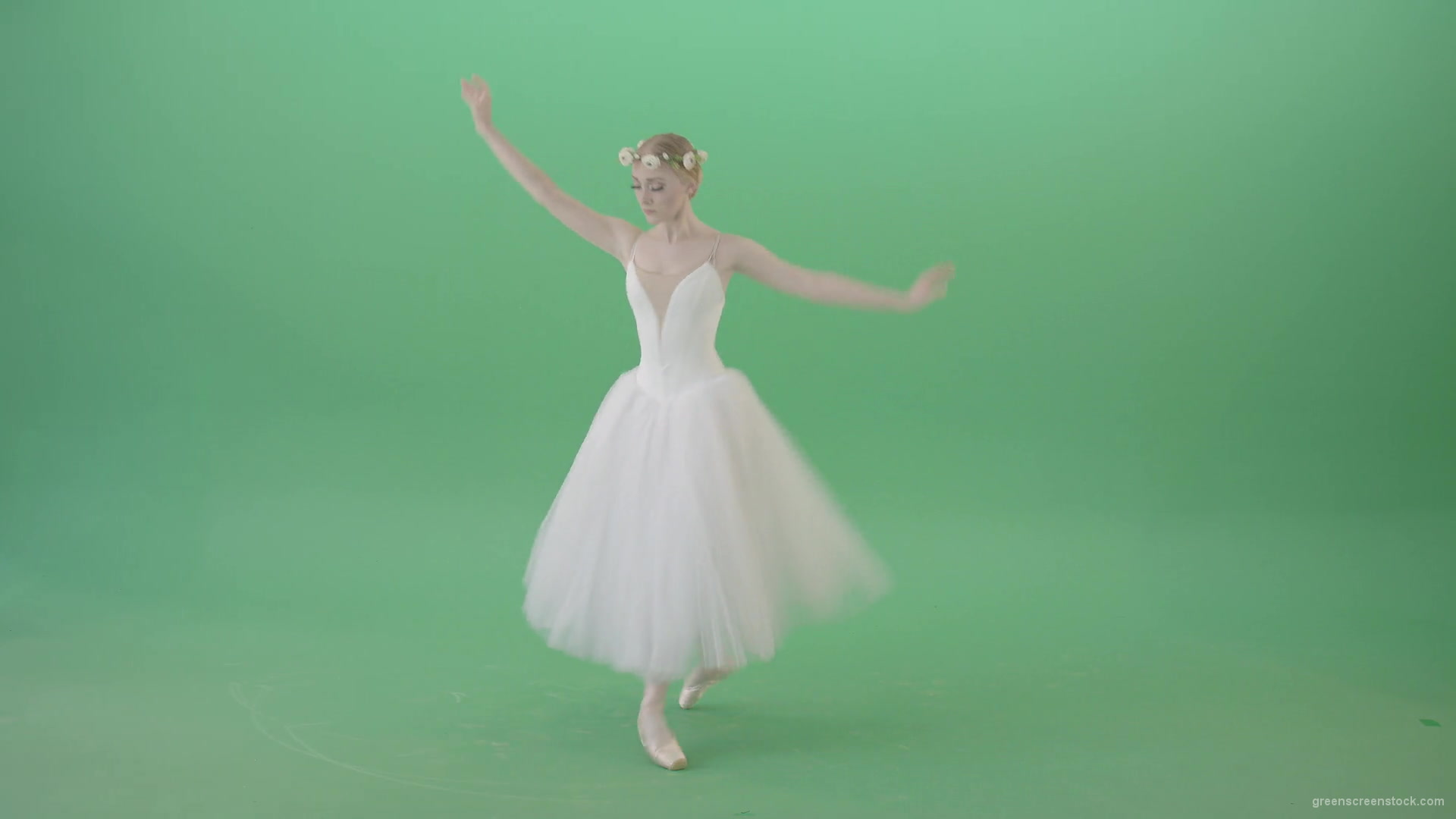 Elegant-Ballerina-Ballet-Girl-posing-for-Advertising-packshot-4K-Video-Footage-1920_007 Green Screen Stock