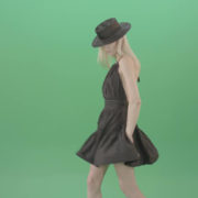 Fashion-model-in-black-dress-posing-dance-isolated-on-green-background-4K-Video-Footage-1920_002 Green Screen Stock