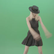 Fashion-model-in-black-dress-posing-dance-isolated-on-green-background-4K-Video-Footage-1920_004 Green Screen Stock