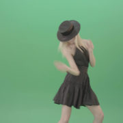 Fashion-model-in-black-dress-posing-dance-isolated-on-green-background-4K-Video-Footage-1920_005 Green Screen Stock