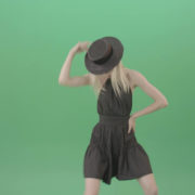 Fashion-model-in-black-dress-posing-dance-isolated-on-green-background-4K-Video-Footage-1920_007 Green Screen Stock