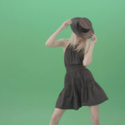 Fashion-model-in-black-dress-posing-dance-isolated-on-green-background-4K-Video-Footage-1920_008 Green Screen Stock