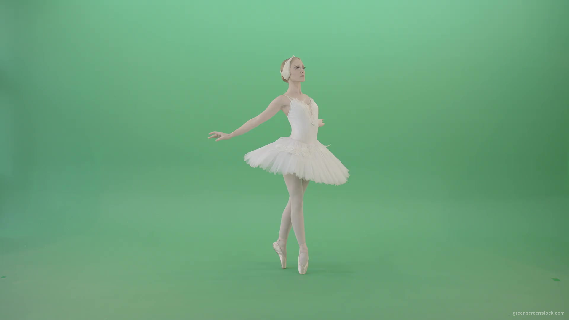 Fashion-snow-white-ballet-dancing-girl-showing-swan-lake-dance-isolated-on-Green-Screen-4K-Video-Footage-1920_001 Green Screen Stock