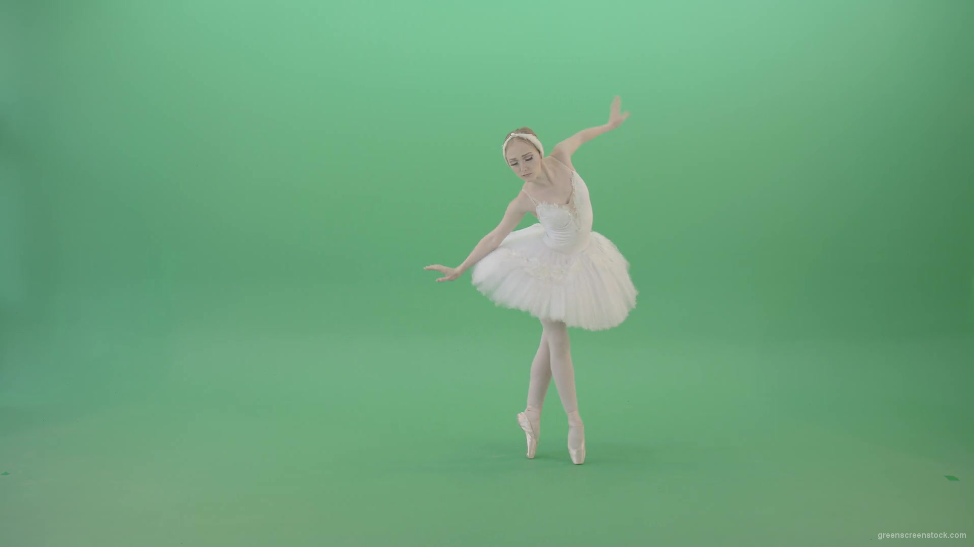 Fashion-snow-white-ballet-dancing-girl-showing-swan-lake-dance-isolated-on-Green-Screen-4K-Video-Footage-1920_004 Green Screen Stock
