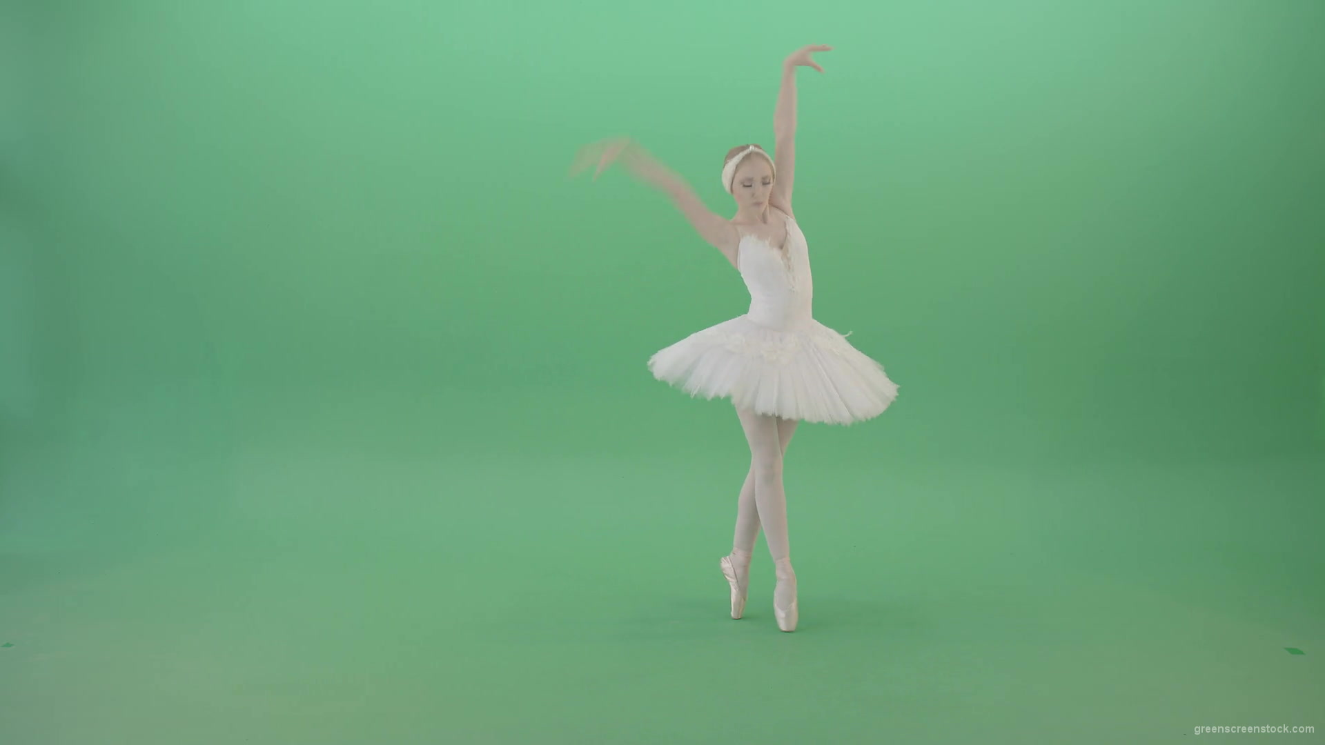 Fashion-snow-white-ballet-dancing-girl-showing-swan-lake-dance-isolated-on-Green-Screen-4K-Video-Footage-1920_005 Green Screen Stock