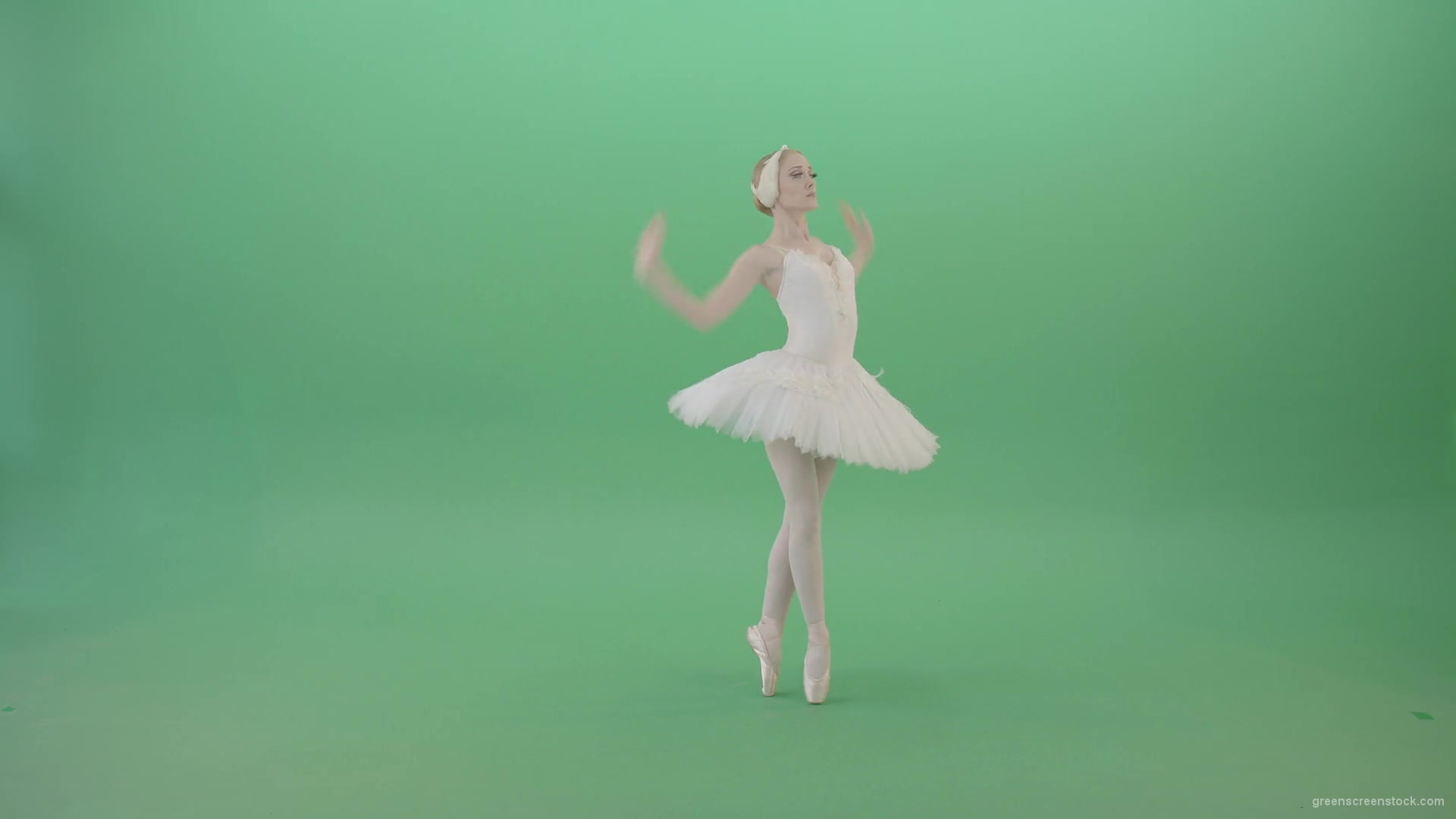 Fashion-snow-white-ballet-dancing-girl-showing-swan-lake-dance-isolated-on-Green-Screen-4K-Video-Footage-1920_006 Green Screen Stock