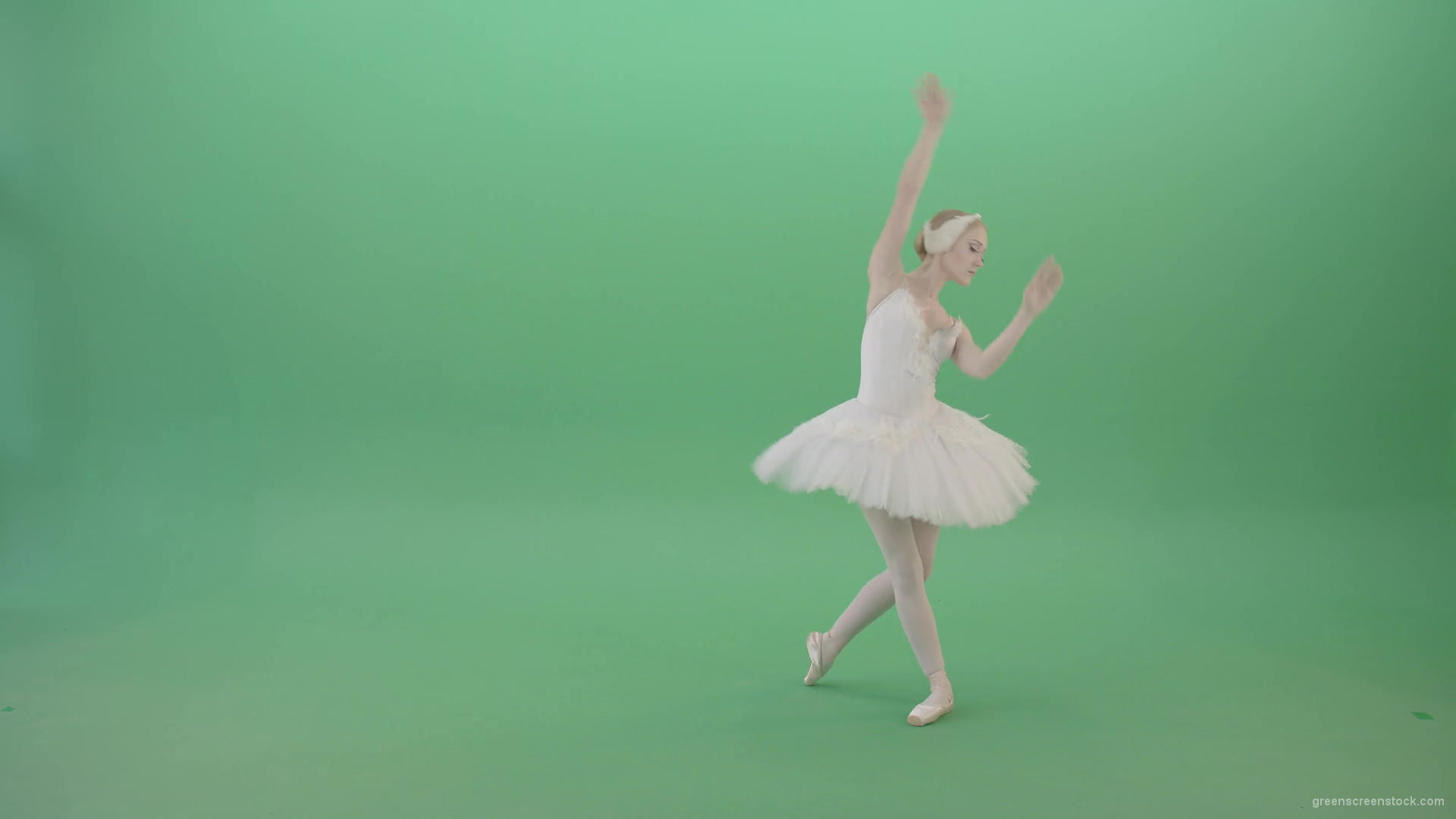 Fashion-snow-white-ballet-dancing-girl-showing-swan-lake-dance-isolated-on-Green-Screen-4K-Video-Footage-1920_008 Green Screen Stock