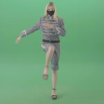 vj video background Female-yound-blonde-girl-in-black-mask-and-military-old-uniform-marching-in-front-over-green-screen-4K-Video-Footage-1920_003