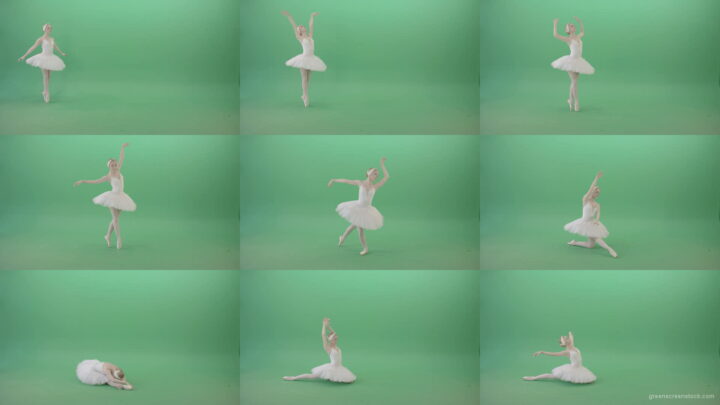 Flying-swan-laken-ballerina-dancing-with-light-on-green-screen-chroma-key-4K-Video-Footage-1920 Green Screen Stock