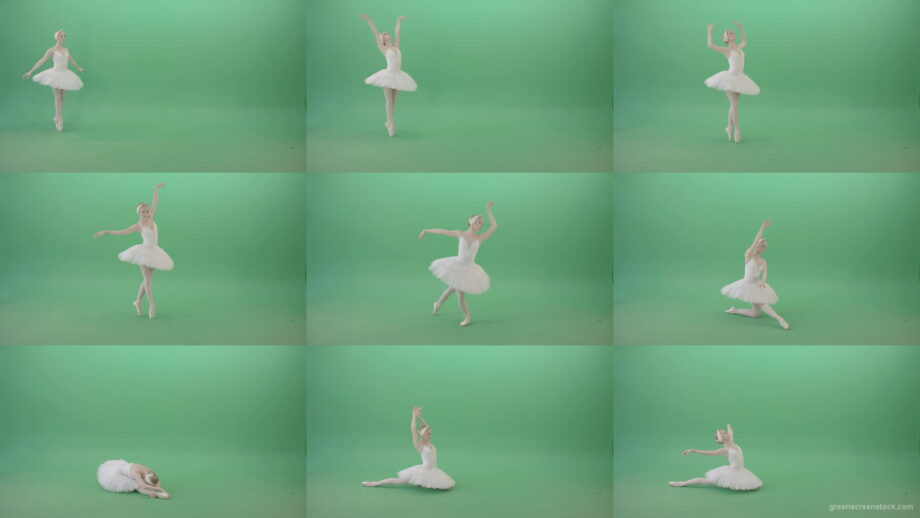 Flying-swan-laken-ballerina-dancing-with-light-on-green-screen-chroma-key-4K-Video-Footage-1920 Green Screen Stock