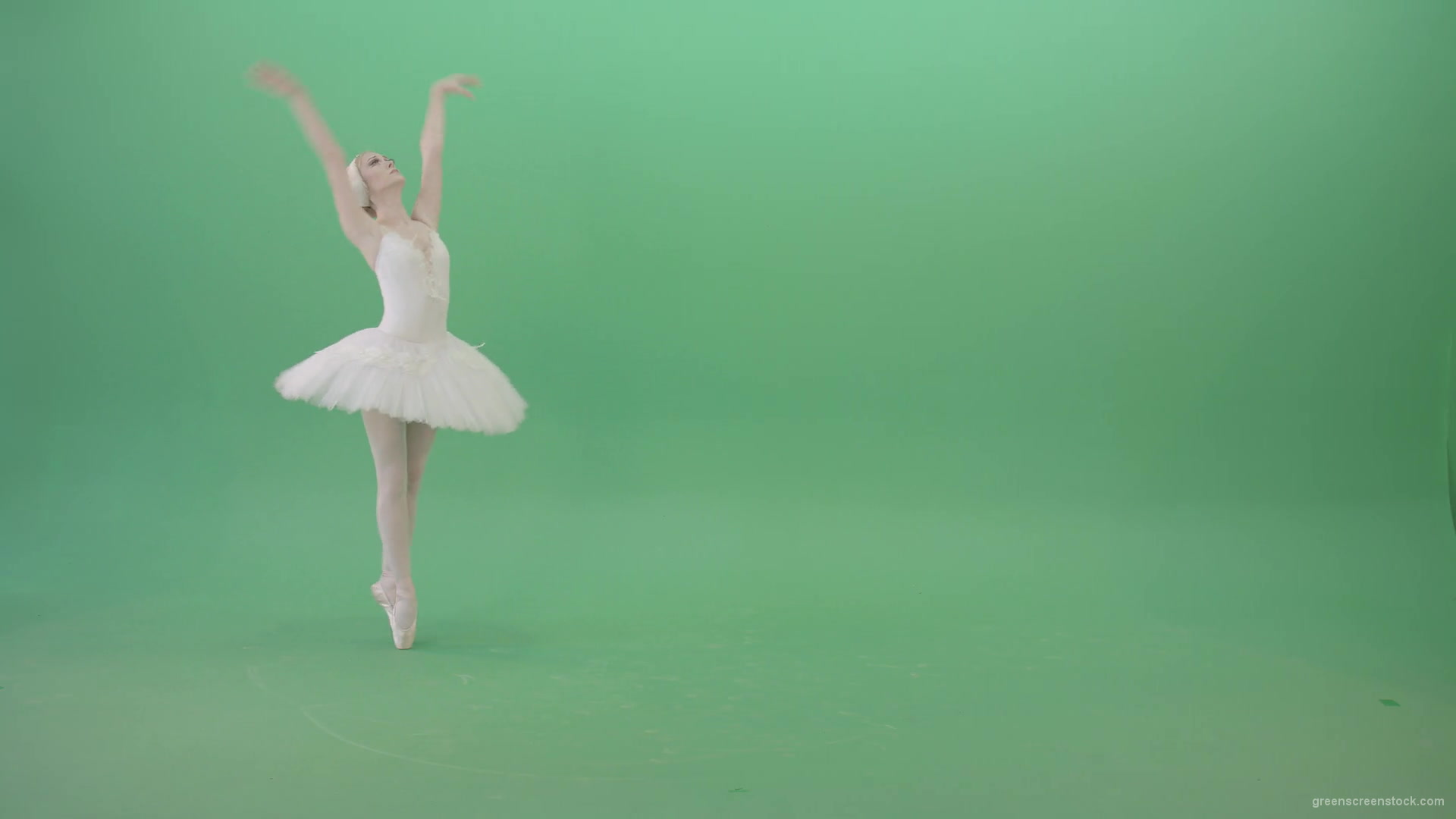 Flying-swan-laken-ballerina-dancing-with-light-on-green-screen-chroma-key-4K-Video-Footage-1920_002 Green Screen Stock