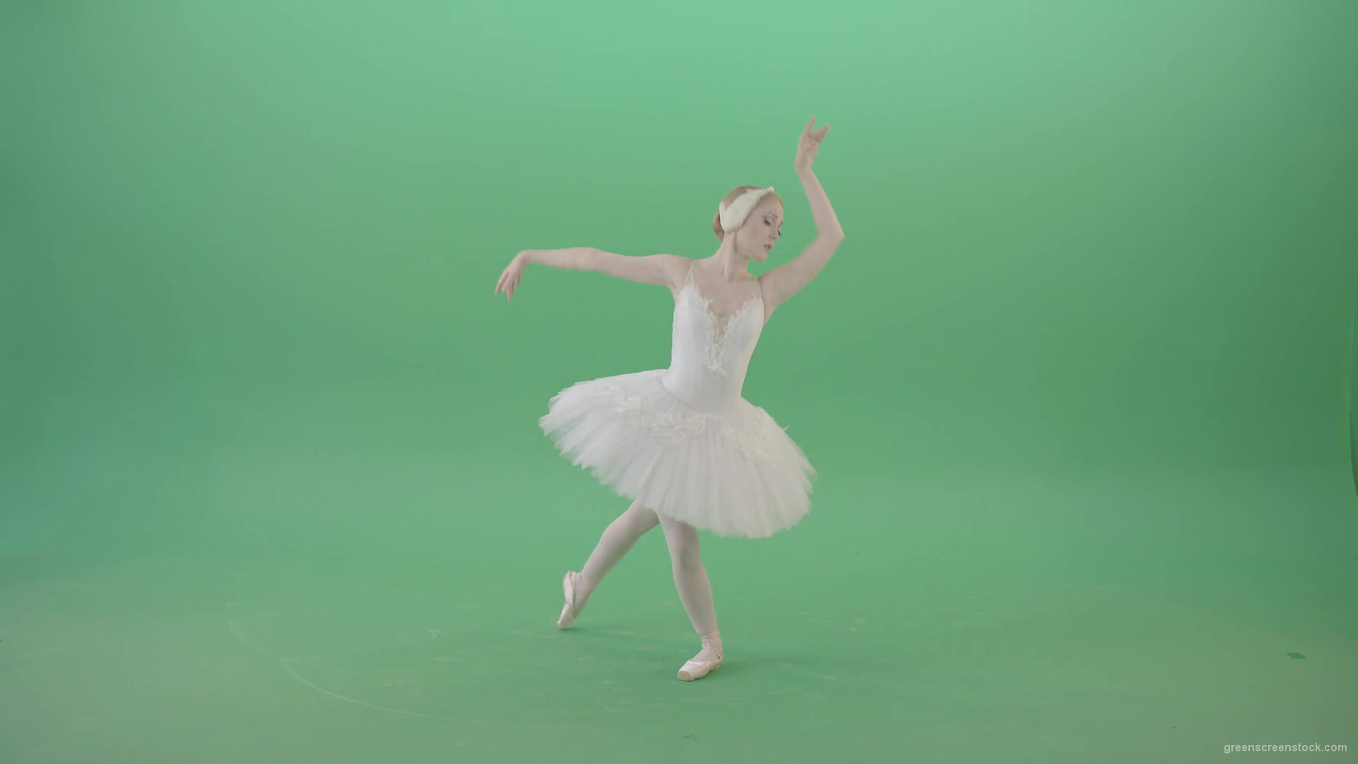 Flying-swan-laken-ballerina-dancing-with-light-on-green-screen-chroma-key-4K-Video-Footage-1920_005 Green Screen Stock