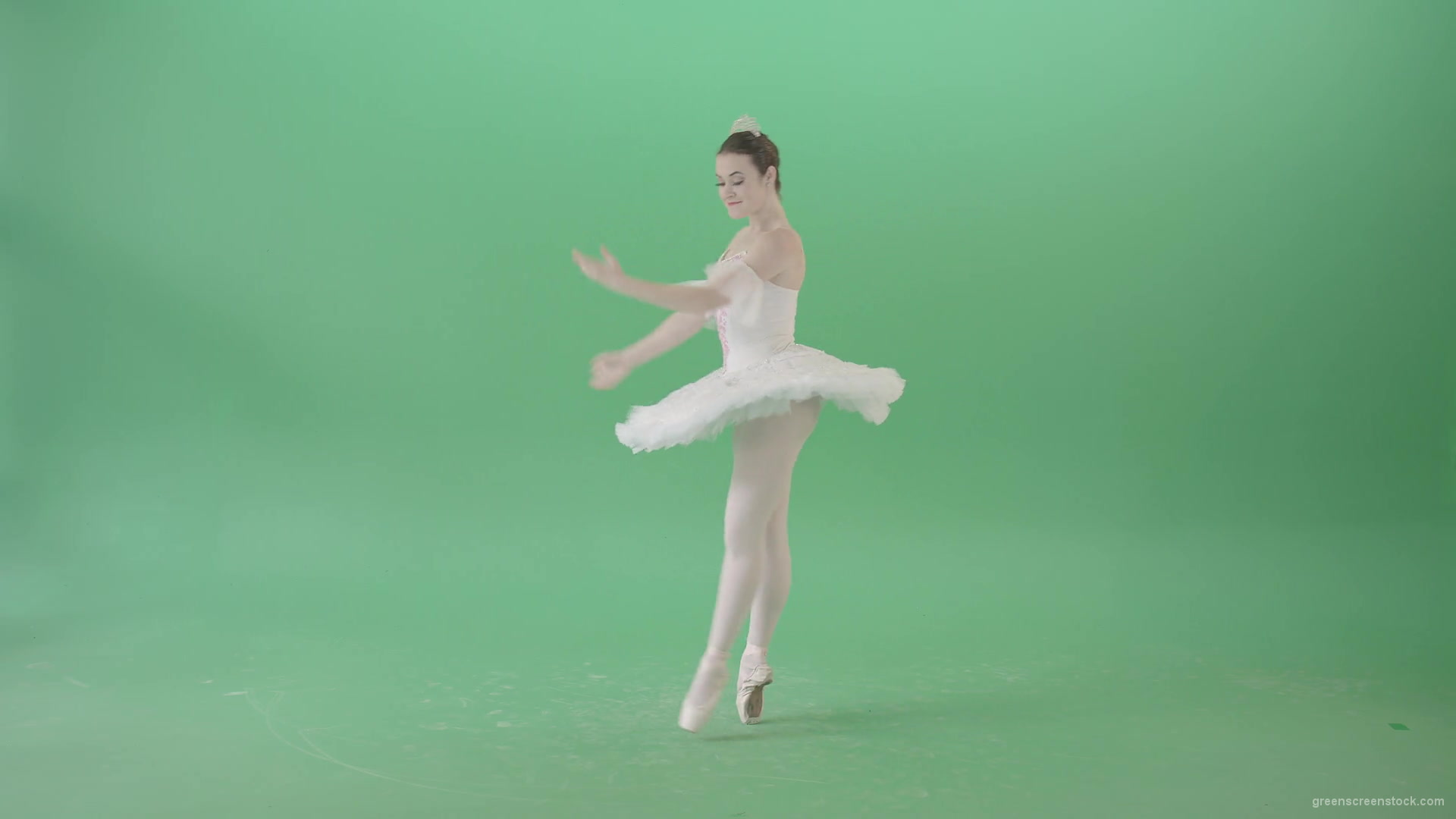 Girl-in-ballet-white-dress-performs-in-green-screen-studio-spinning-elegant-4K-Video-Footage-1920_008 Green Screen Stock