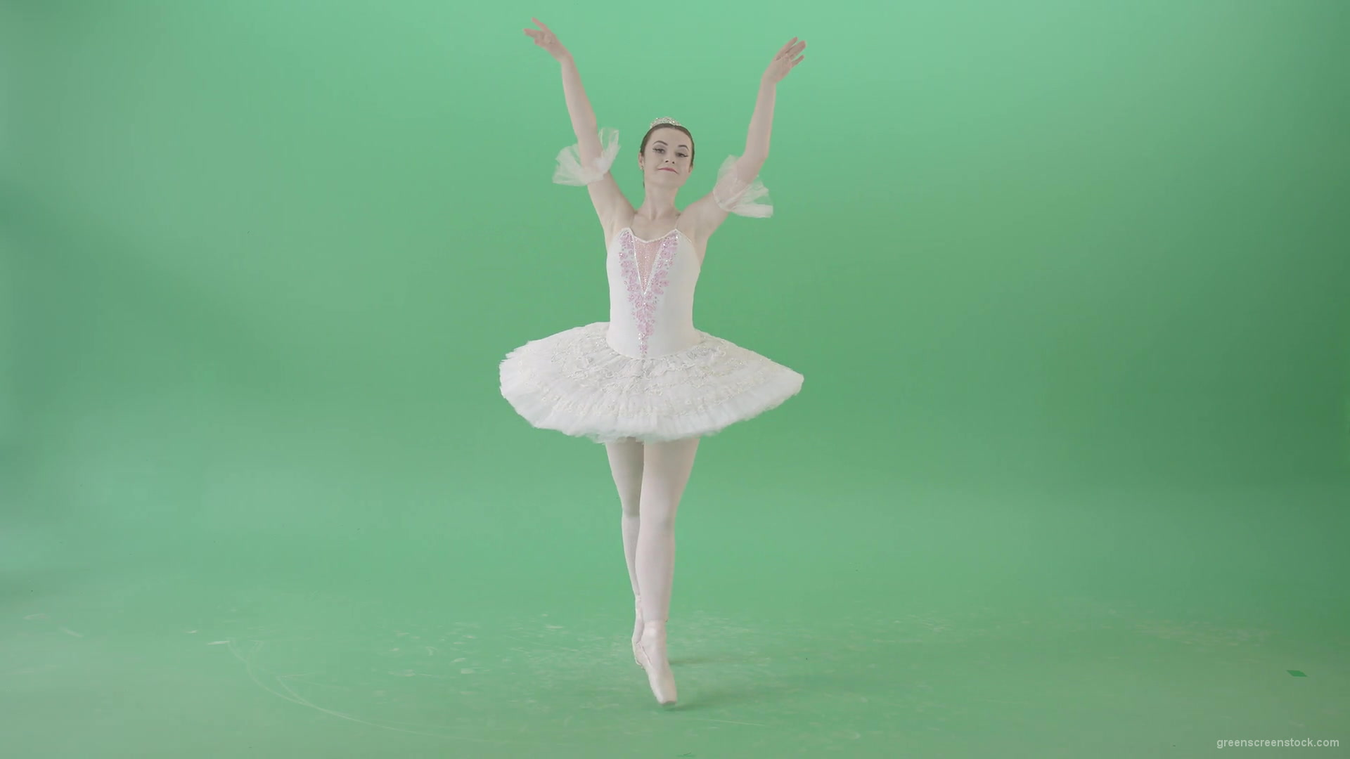 Girl-in-ballet-white-dress-performs-in-green-screen-studio-spinning-elegant-4K-Video-Footage-1920_009 Green Screen Stock