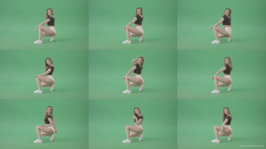 Girl-in-sitting-pose-twerking-shaking-ass-isolated-on-green-screen-4K-Video-Footage-1920 Green Screen Stock