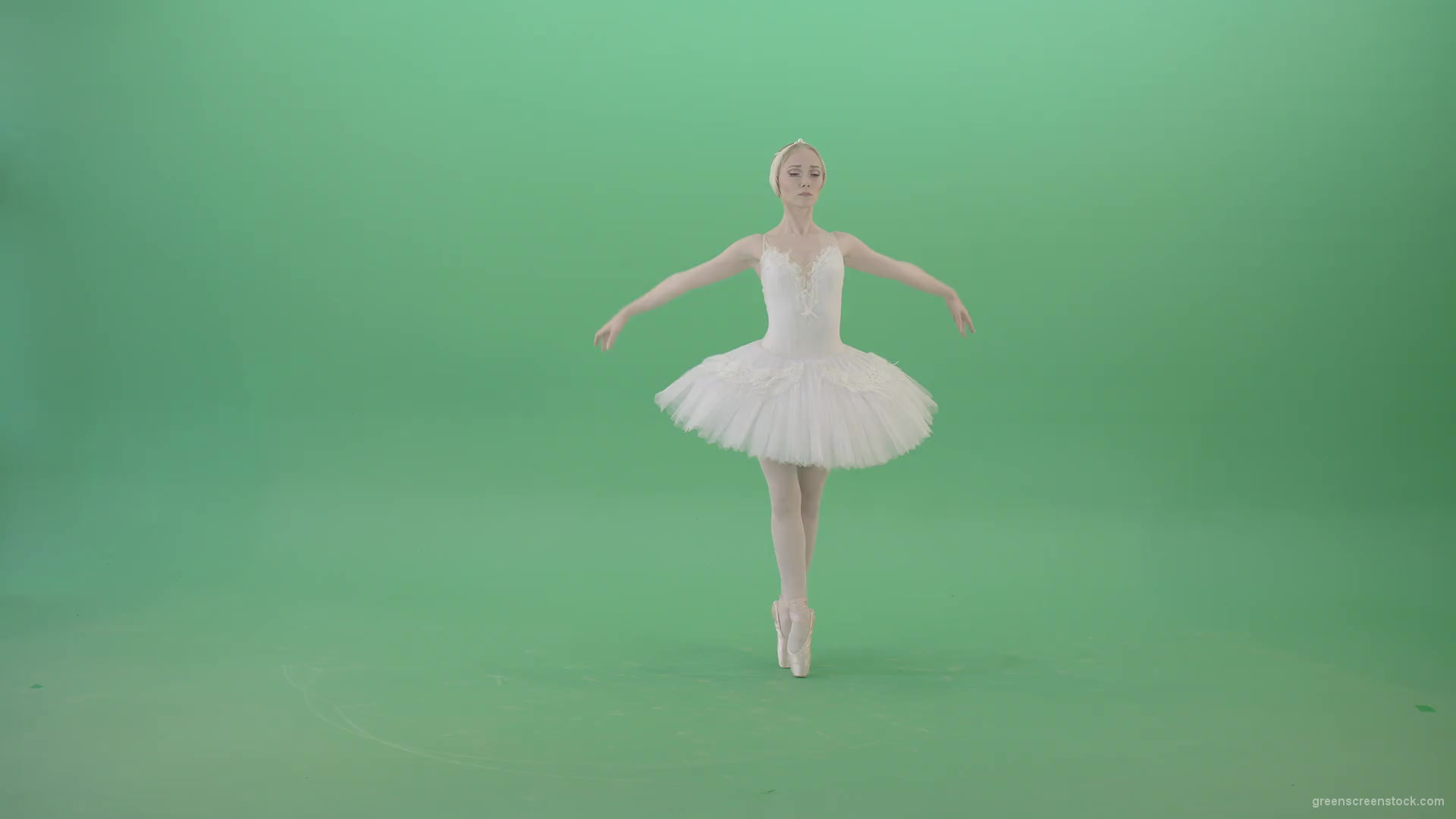 Grace-Ballerina-dance-classical-ballet-art-in-white-costume-on-green-screen-4K-Video-Footage-1920_001 Green Screen Stock