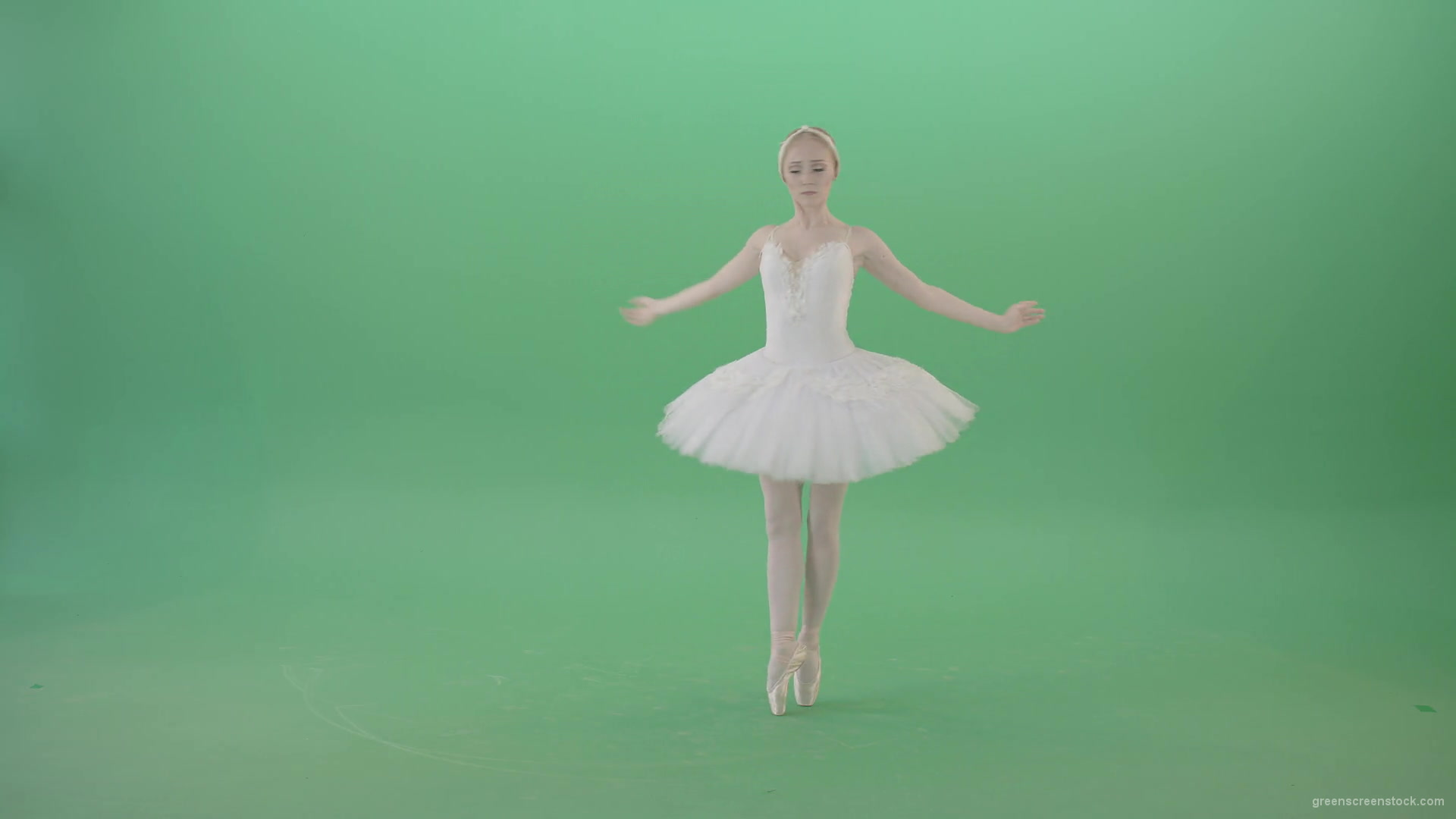 Grace-Ballerina-dance-classical-ballet-art-in-white-costume-on-green-screen-4K-Video-Footage-1920_005 Green Screen Stock