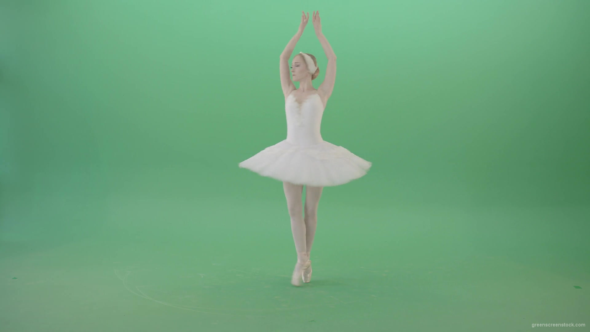 Grace-Ballerina-dance-classical-ballet-art-in-white-costume-on-green-screen-4K-Video-Footage-1920_006 Green Screen Stock