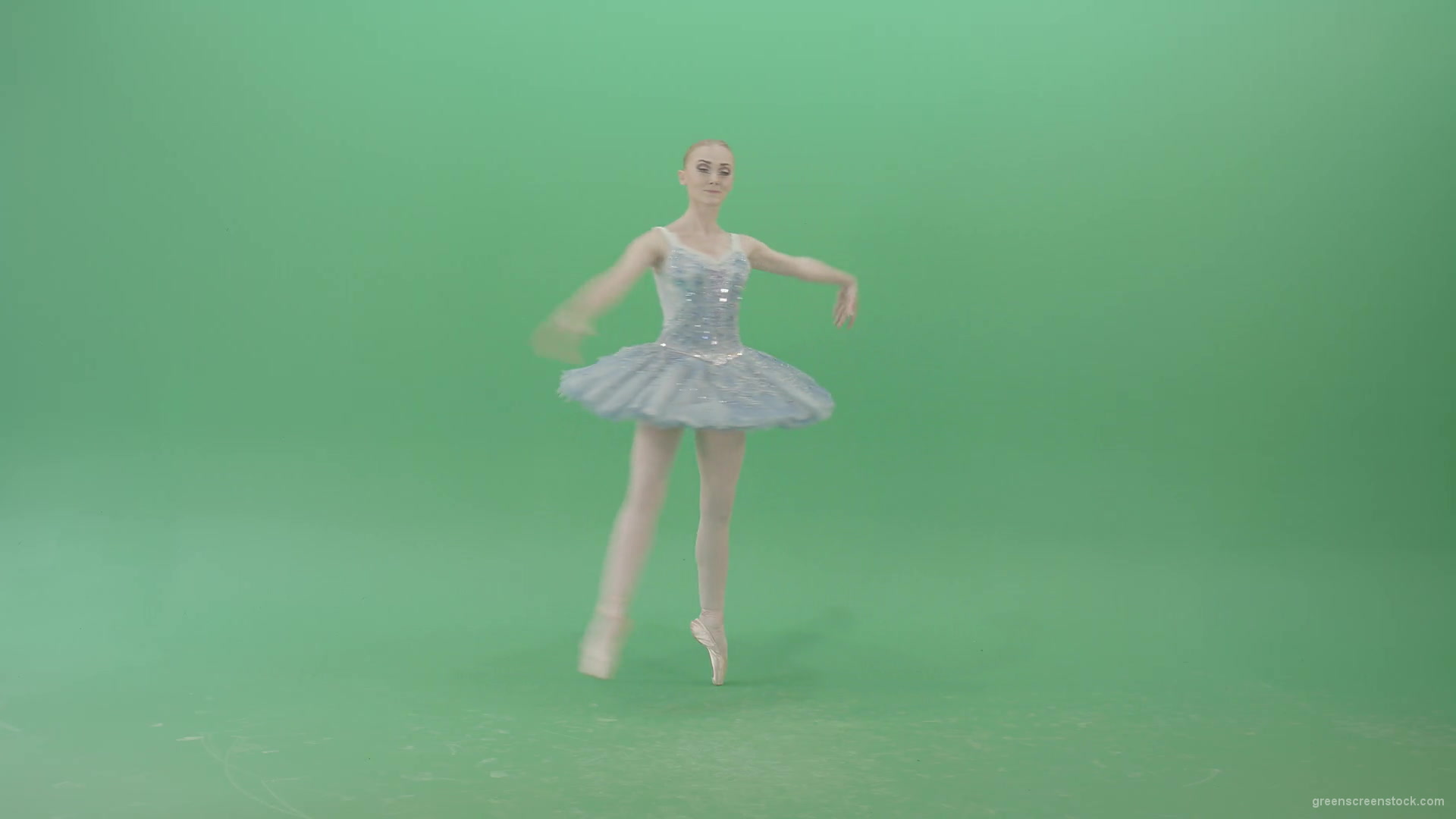 Happy-Ballerina-Ballet-Dancing-Girl-in-blue-dress-chilling-in-spin-on-green-screen-4K-Video-Footage-1920_005 Green Screen Stock