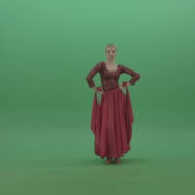 Lovely-rumba-dance-girls-waving-shoulders-in-red-sexy-dress-isolated-on-green-background-4K-Video-Footage-1920_002 Green Screen Stock