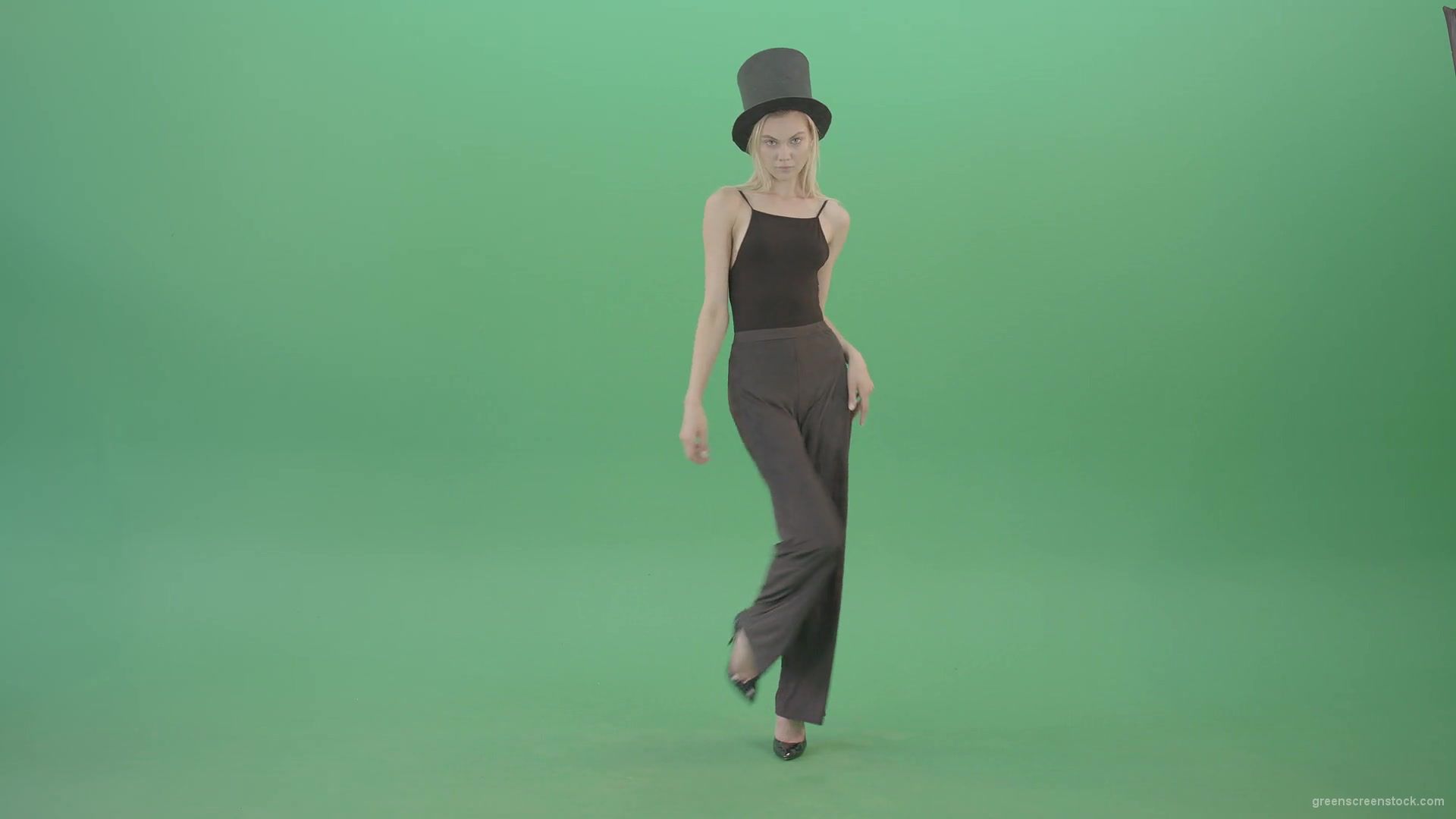 Magic-elegant-dancing-girl-slowly-moving-on-green-background-4K-Video-Footage-1920_002 Green Screen Stock