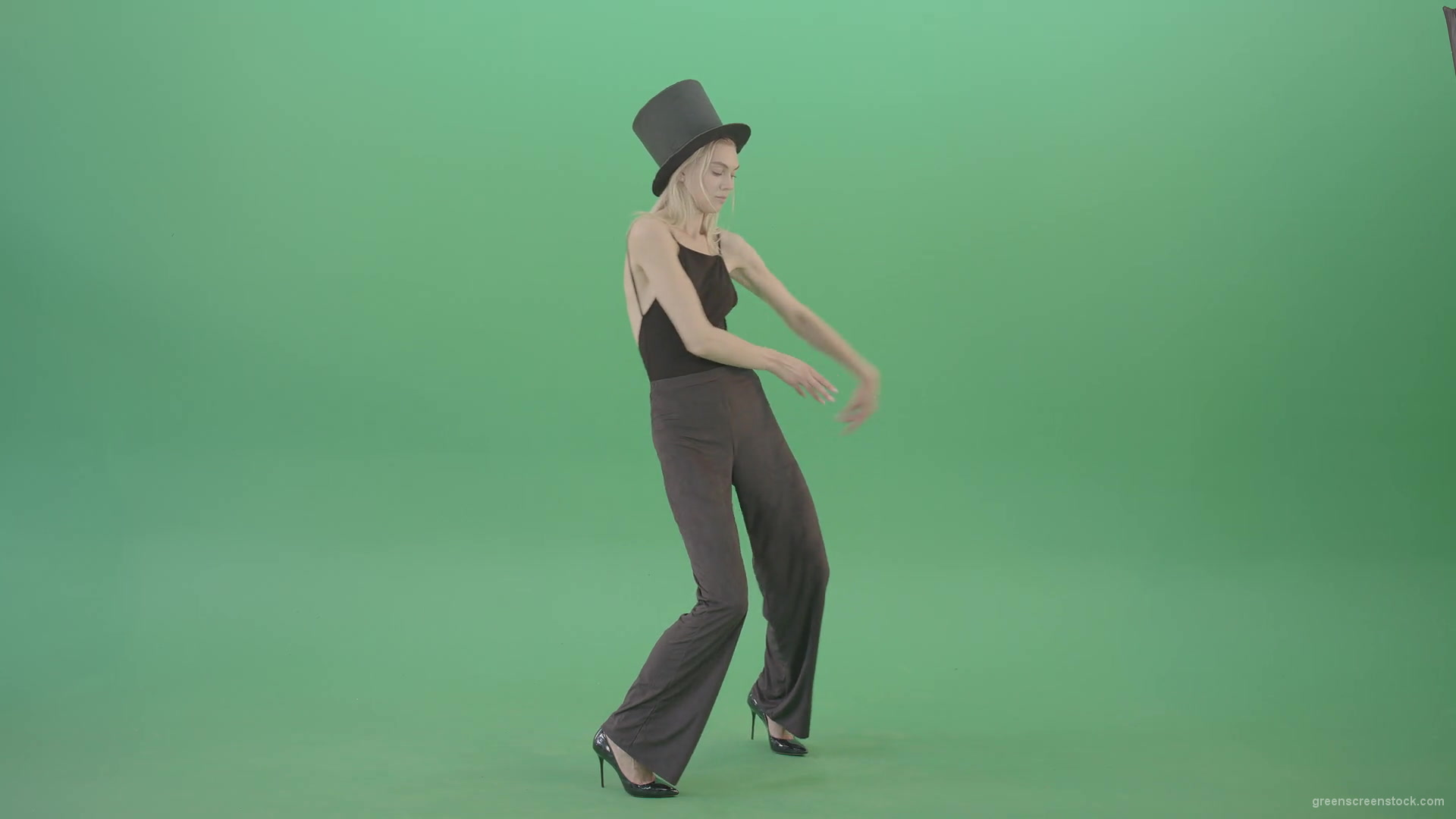 Magic-elegant-dancing-girl-slowly-moving-on-green-background-4K-Video-Footage-1920_004 Green Screen Stock