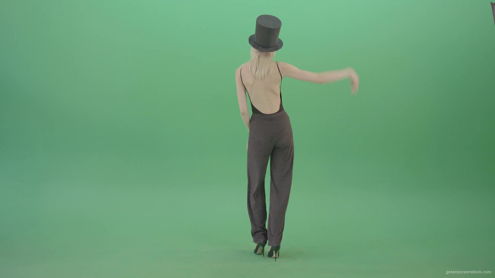 Magic-elegant-dancing-girl-slowly-moving-on-green-background-4K-Video-Footage-1920_006 Green Screen Stock