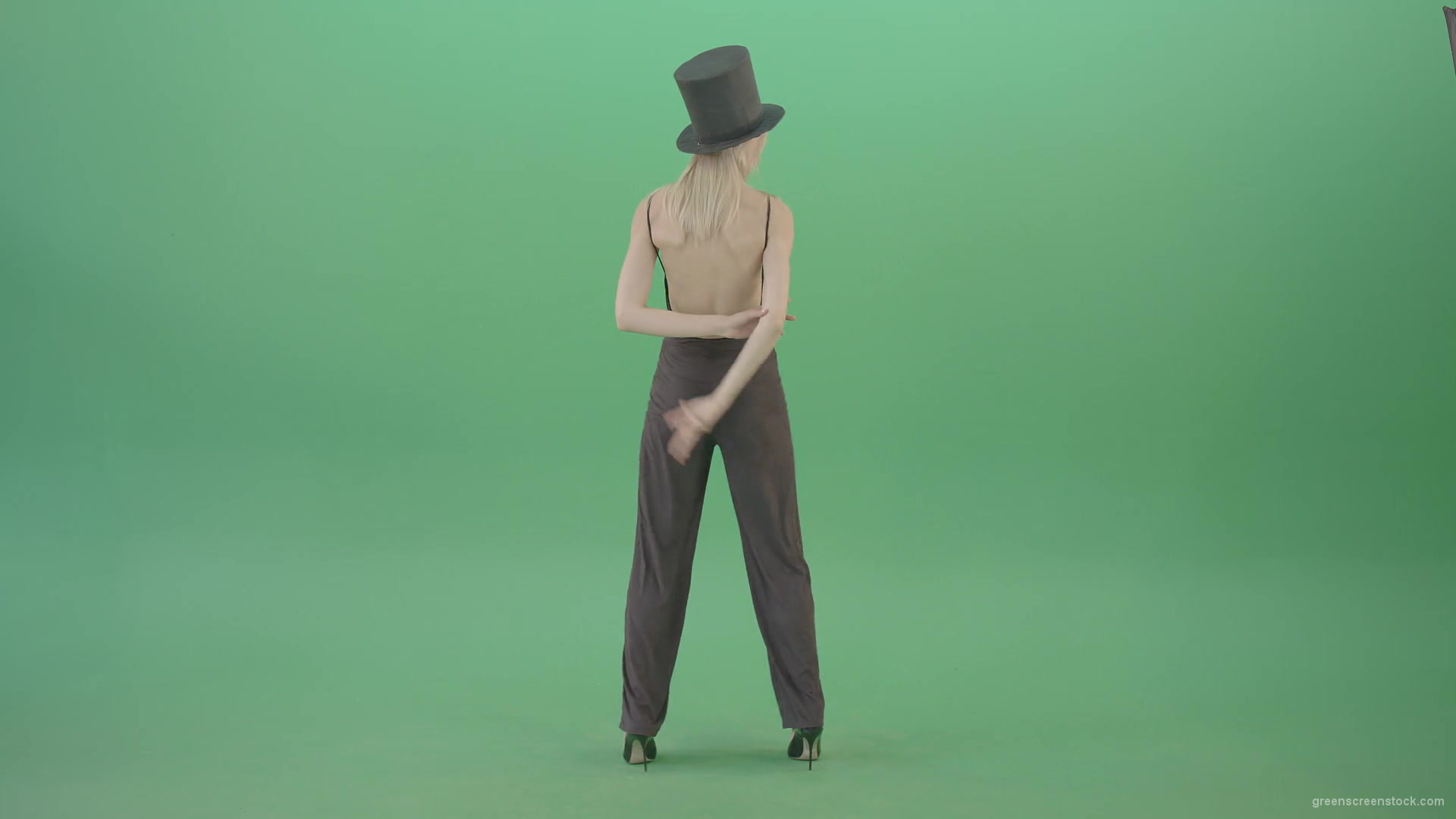 Magic-elegant-dancing-girl-slowly-moving-on-green-background-4K-Video-Footage-1920_007 Green Screen Stock