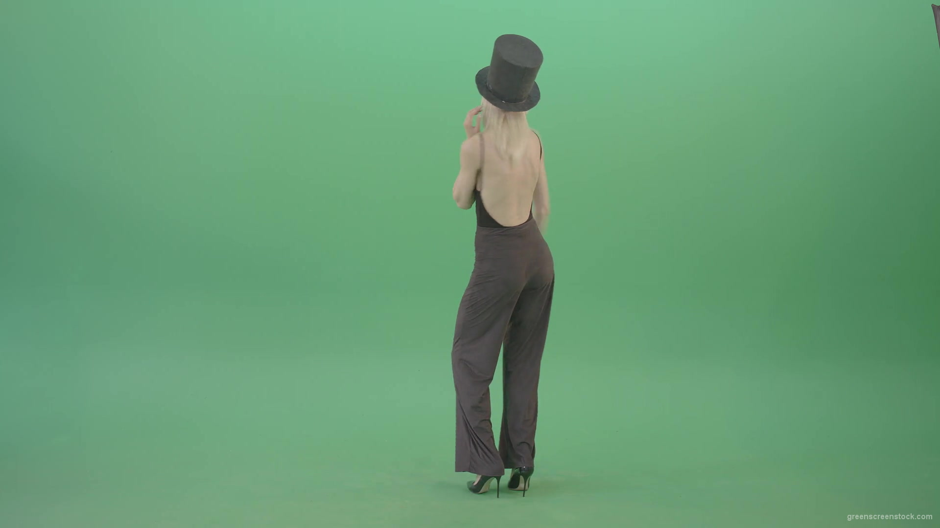 Magic-elegant-dancing-girl-slowly-moving-on-green-background-4K-Video-Footage-1920_009 Green Screen Stock