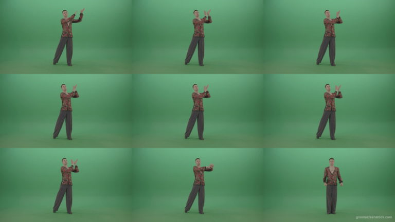 Man-standing-in-front-view-isolated-on-green-screen-clap-in-hands-4K-Video-Footage-1920 Green Screen Stock